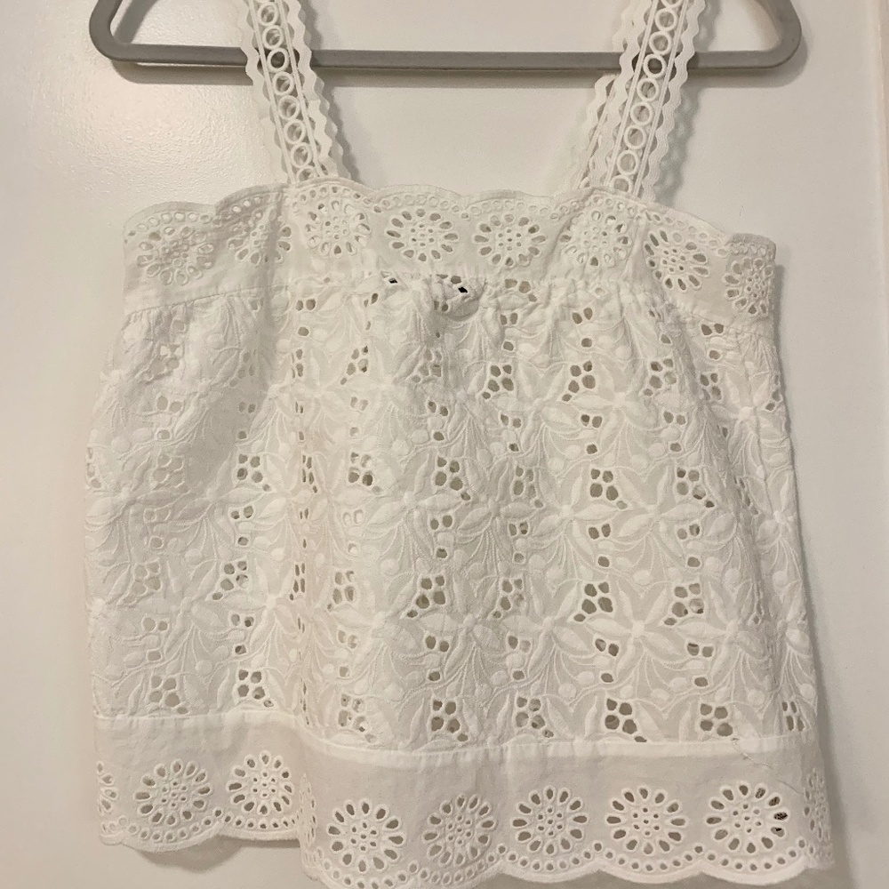 ZARA Lace Floral White Tank top/ Size small